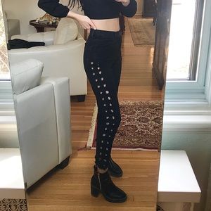 black eyelet jeans